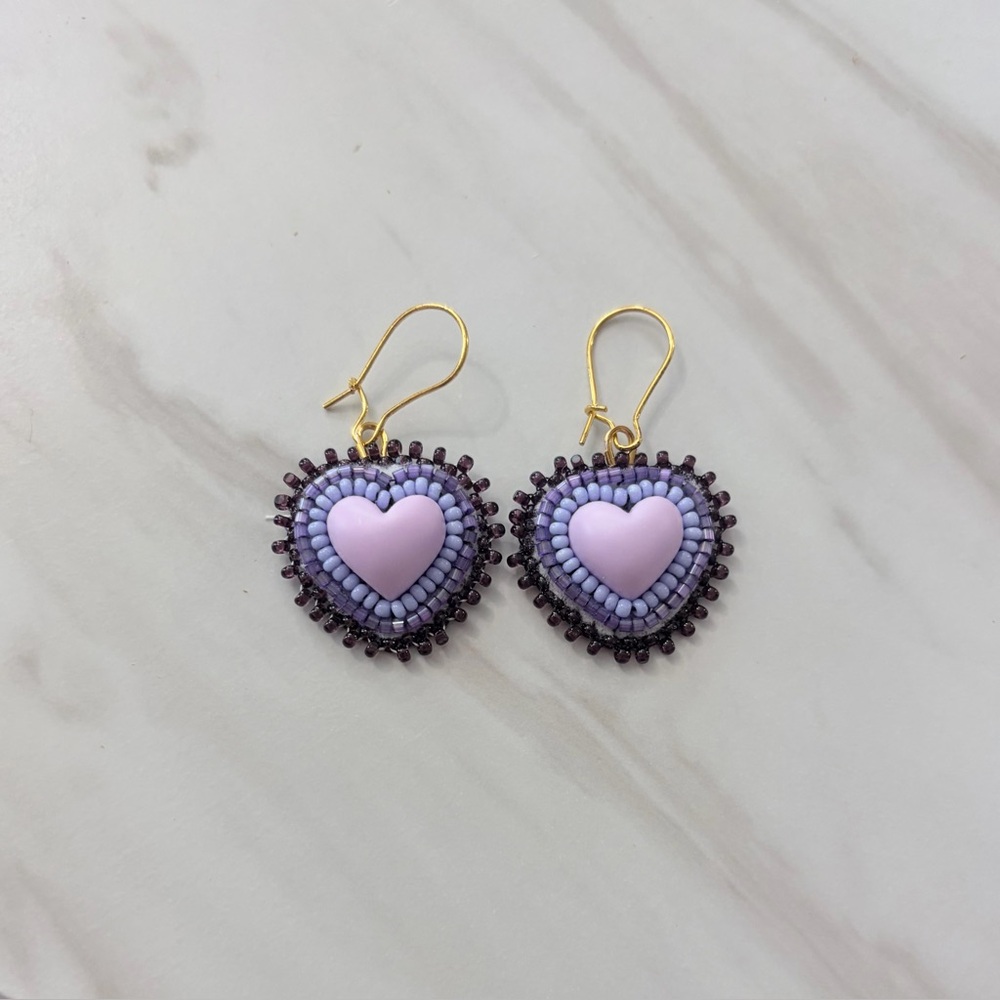 Handmade Mini Beaded Heart Earrings